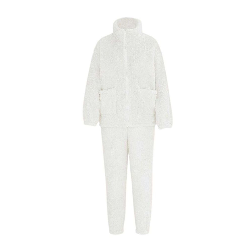 Miso Womens/Ladies Sherpa Fleece Loungewear Set / White